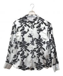Ameri（アメリ）の古着「MOLE YARN EMBROIDERY SATIN SHIRT」｜ブルー×ブラック