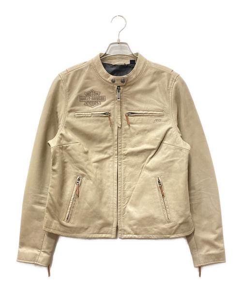 HARLEY-DAVIDSON（ハーレーダビッドソン）HARLEY-DAVIDSON (ハーレーダビッドソン) レザージャケット ベージュ サイズ:SIZE Lの古着・服飾アイテム