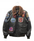 AVIREXアヴィレックス）の古着「TOP GUN トップガン ゴートスキンレザー G-1 フライトジャケット」｜ブラウン