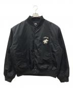 stussyステューシー）の古着「SURFMAN STADIUM JACKET」｜ブラック