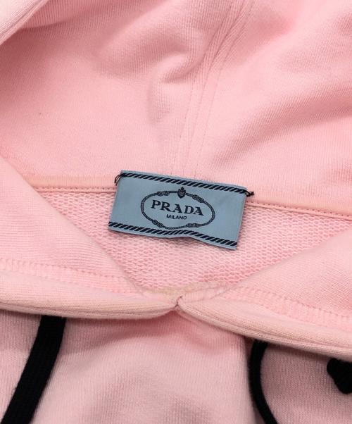 PRADA（プラダ）PRADA (プラダ) トライアングルロゴ クロップド フーディ プルオーバーパーカー ピンク サイズ:SIZE XSの古着・服飾アイテム