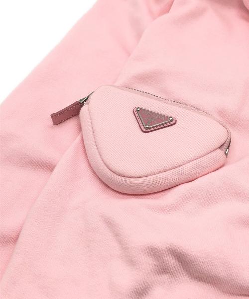 PRADA（プラダ）PRADA (プラダ) トライアングルロゴ クロップド フーディ プルオーバーパーカー ピンク サイズ:SIZE XSの古着・服飾アイテム