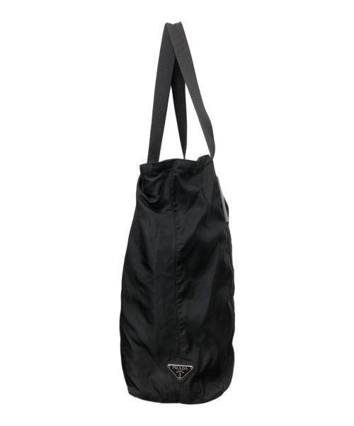PRADA（プラダ）PRADA (プラダ) サイドトライアングルロゴトートバッグ ブラックの古着・服飾アイテム