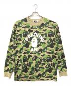 A BATHING APEアベイシングエイプ）の古着「ABC CAMO COLLEGE L/S TEE」｜グリーン