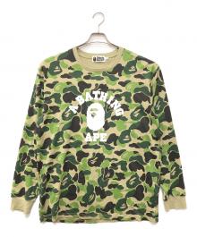 A BATHING APE（アベイシングエイプ）の古着「ABC CAMO COLLEGE L/S TEE」｜グリーン