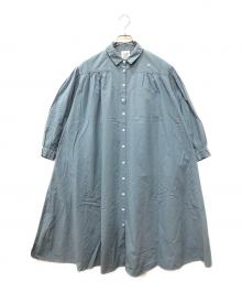 mina perhonen（ミナ ペルホネン）の古着「LAUNDRY シャツワンピース」｜ブルー