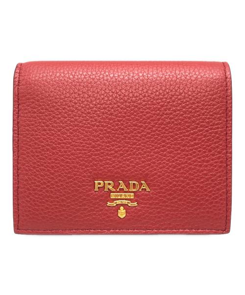 PRADA（プラダ）PRADA (プラダ) 2つ折り財布 レッド×ネイビーの古着・服飾アイテム