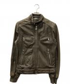 DOLCE & GABBANAドルチェ＆ガッバーナ）の古着「ラムレザーシングルライダースジャケット」｜カーキ