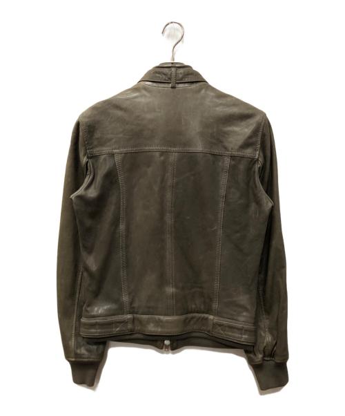 DOLCE & GABBANA（ドルチェ＆ガッバーナ）DOLCE & GABBANA (ドルチェ＆ガッバーナ) ラムレザーシングルライダースジャケット カーキ サイズ:SIZE 44の古着・服飾アイテム