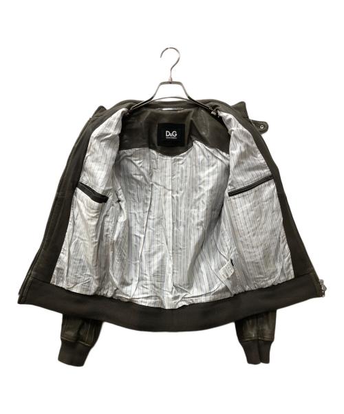 DOLCE & GABBANA（ドルチェ＆ガッバーナ）DOLCE & GABBANA (ドルチェ＆ガッバーナ) ラムレザーシングルライダースジャケット カーキ サイズ:SIZE 44の古着・服飾アイテム