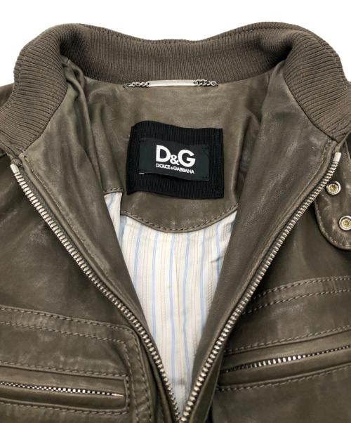 DOLCE & GABBANA（ドルチェ＆ガッバーナ）DOLCE & GABBANA (ドルチェ＆ガッバーナ) ラムレザーシングルライダースジャケット カーキ サイズ:SIZE 44の古着・服飾アイテム