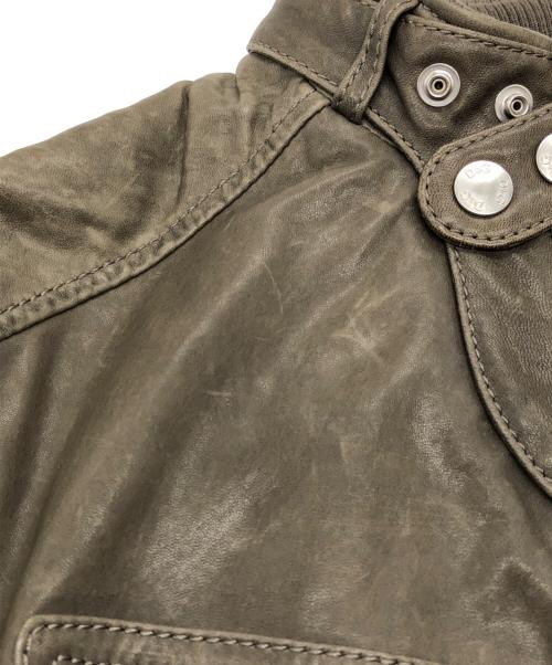 DOLCE & GABBANA（ドルチェ＆ガッバーナ）DOLCE & GABBANA (ドルチェ＆ガッバーナ) ラムレザーシングルライダースジャケット カーキ サイズ:SIZE 44の古着・服飾アイテム