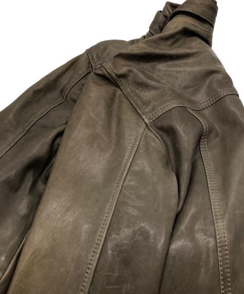 DOLCE & GABBANA（ドルチェ＆ガッバーナ）DOLCE & GABBANA (ドルチェ＆ガッバーナ) ラムレザーシングルライダースジャケット カーキ サイズ:SIZE 44の古着・服飾アイテム