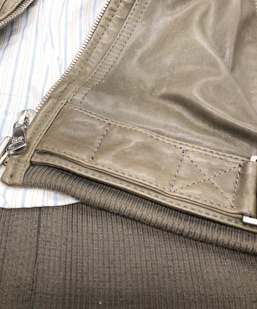 DOLCE & GABBANA（ドルチェ＆ガッバーナ）DOLCE & GABBANA (ドルチェ＆ガッバーナ) ラムレザーシングルライダースジャケット カーキ サイズ:SIZE 44の古着・服飾アイテム