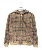 BURBERRYバーバリー）の古着「チェック コットンブレンド ジップアップフーディー」｜ベージュ