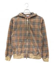 BURBERRY（バーバリー）の古着「チェック コットンブレンド ジップアップフーディー」｜ベージュ