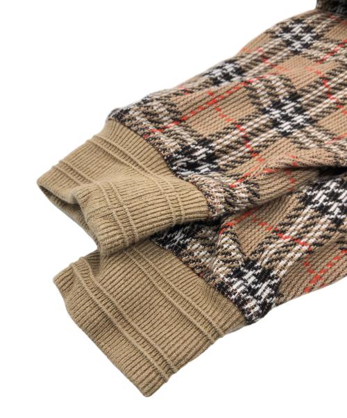 BURBERRY（バーバリー）BURBERRY (バーバリー) チェック コットンブレンド ジップアップフーディー ベージュ サイズ:SIZE Lの古着・服飾アイテム