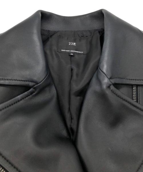 23区（ニジュウサンク）23区 (ニジュウサンク) ラムレザーダブルライダースジャケット ブラック サイズ:SIZE 46の古着・服飾アイテム