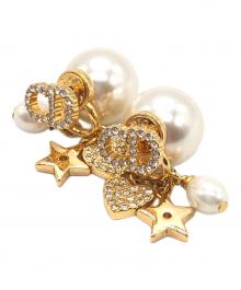 Christian Dior（クリスチャン ディオール）の古着「トライバルフェイクパールピアス」｜ゴールドカラー