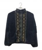stussy×NOMA t.d.ステューシー×ノーマティーディー）の古着「Lima Jacquard Sherpa Jacket」｜ネイビー×カーキ