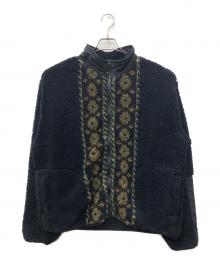 stussy×NOMA t.d.（ステューシー×ノーマティーディー）の古着「Lima Jacquard Sherpa Jacket」｜ネイビー×カーキ