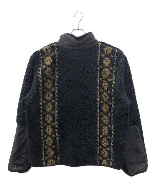 stussy（ステューシー）stussy (ステューシー) NOMA t.d. (ノーマティーディー) Lima Jacquard Sherpa Jacket ネイビー×カーキ サイズ:SIZE Lの古着・服飾アイテム