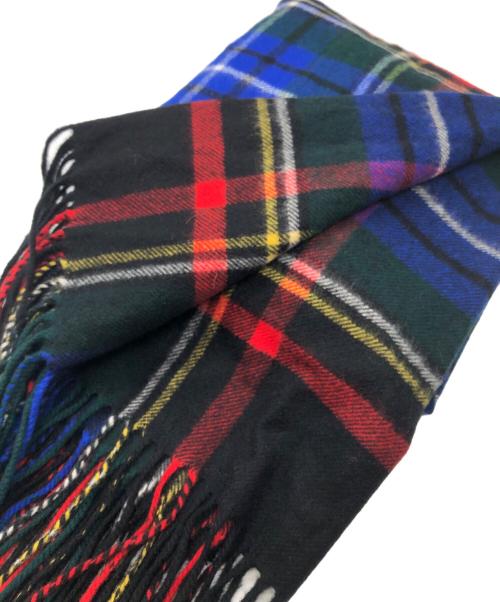JOHNSTONS OF ELGIN（ジョンストンズ オブ エルガン）JOHNSTONS OF ELGIN (ジョンストンズ オブ エルガン) カシミヤチェック大判マフラー ブラック×ブルー×レッドの古着・服飾アイテム