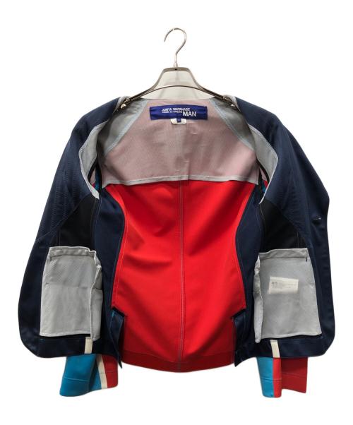 JUNYA WATANABE MAN（ジュンヤワタナベマン）JUNYA WATANABE MAN (ジュンヤワタナベマン) 再構築 パッチワークテーラードジャケット ネイビー×レッド サイズ:SIZE Sの古着・服飾アイテム