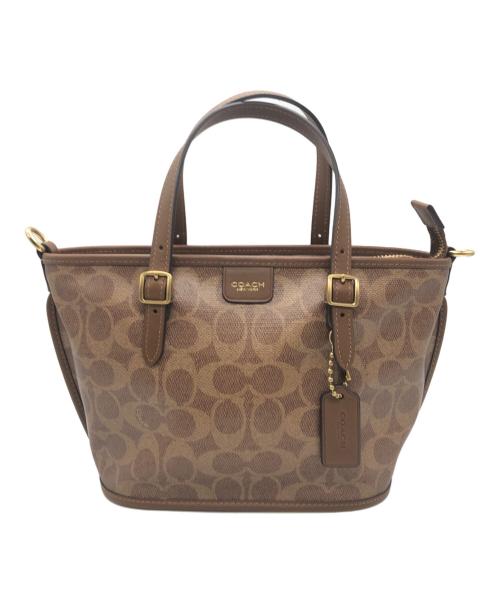 COACH（コーチ）COACH (コーチ) タクシー トート バッグ 21・シグネチャー キャンバス ブラウンの古着・服飾アイテム