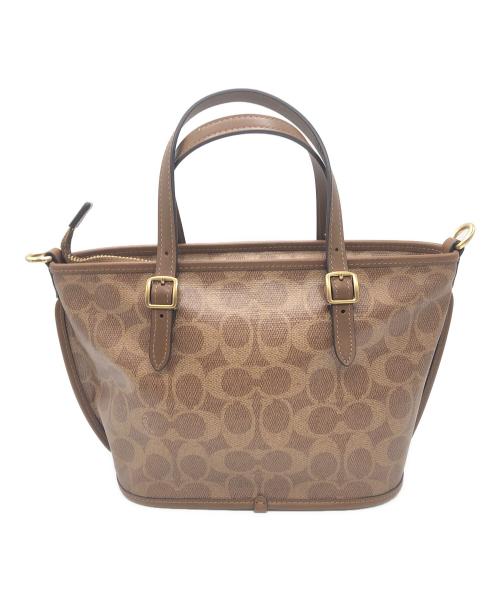 COACH（コーチ）COACH (コーチ) タクシー トート バッグ 21・シグネチャー キャンバス ブラウンの古着・服飾アイテム