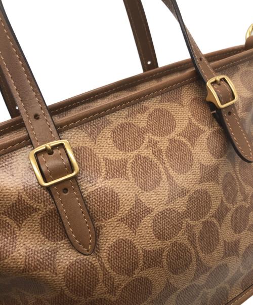 COACH（コーチ）COACH (コーチ) タクシー トート バッグ 21・シグネチャー キャンバス ブラウンの古着・服飾アイテム