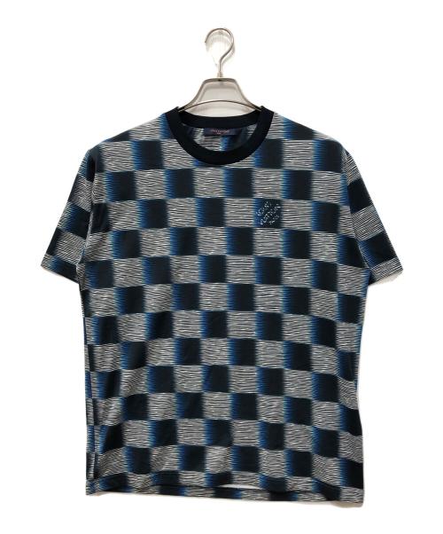 LOUIS VUITTON（ルイ ヴィトン）LOUIS VUITTON (ルイ ヴィトン) ダミエショートスリーブコットンTシャツ ブルー×ブラック サイズ:SIZE XLの古着・服飾アイテム