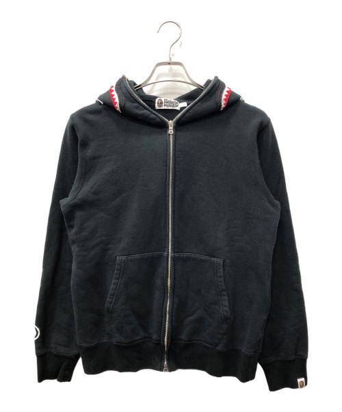 A BATHING APE（アベイシングエイプ）A BATHING APE (アベイシングエイプ) SHARK ZIP UP HOODIE/シャークジップアップフーディ ブラック サイズ:SIZE Lの古着・服飾アイテム