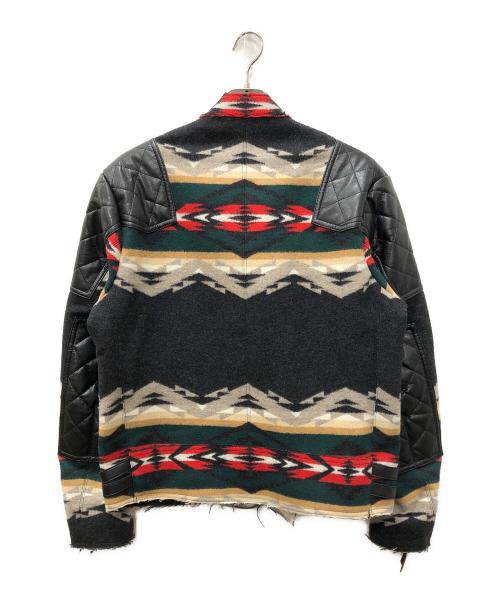 JUNYA WATANABE MAN（ジュンヤワタナベマン）JUNYA WATANABE MAN (ジュンヤワタナベマン) PENDLETON (ペンドルトン) ノルディック切替ダブルライダースジャケット グレー×レッド サイズ:SIZE Mの古着・服飾アイテム