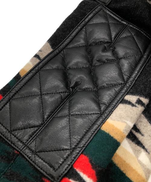 JUNYA WATANABE MAN（ジュンヤワタナベマン）JUNYA WATANABE MAN (ジュンヤワタナベマン) PENDLETON (ペンドルトン) ノルディック切替ダブルライダースジャケット グレー×レッド サイズ:SIZE Mの古着・服飾アイテム