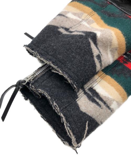JUNYA WATANABE MAN（ジュンヤワタナベマン）JUNYA WATANABE MAN (ジュンヤワタナベマン) PENDLETON (ペンドルトン) ノルディック切替ダブルライダースジャケット グレー×レッド サイズ:SIZE Mの古着・服飾アイテム