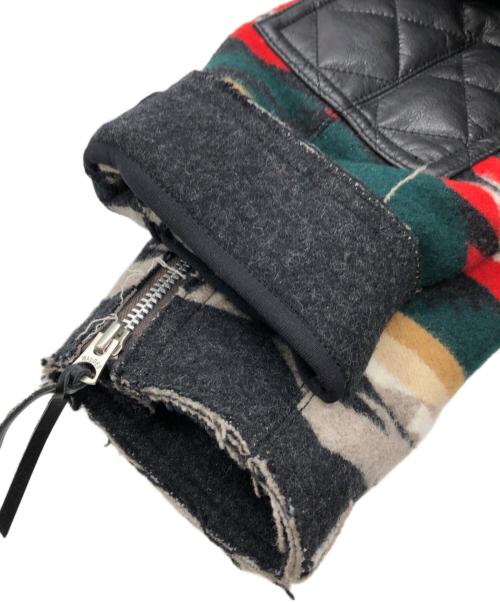 JUNYA WATANABE MAN（ジュンヤワタナベマン）JUNYA WATANABE MAN (ジュンヤワタナベマン) PENDLETON (ペンドルトン) ノルディック切替ダブルライダースジャケット グレー×レッド サイズ:SIZE Mの古着・服飾アイテム