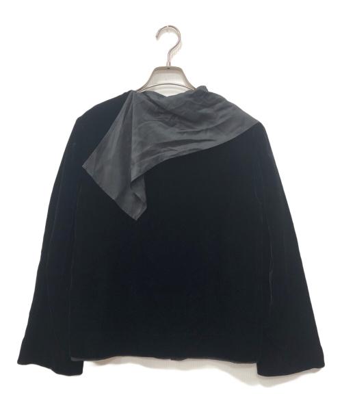 yohji yamamoto+noir（ヨウジヤマモトプリュスノアール）yohji yamamoto+noir (ヨウジヤマモトプリュスノアール) ベロアブラウス ブラック サイズ:2の古着・服飾アイテム