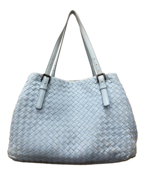 BOTTEGA VENETA（ボッテガベネタ）BOTTEGA VENETA (ボッテガベネタ) イントレチャート トートバッグ ブルー サイズ:下記参照の古着・服飾アイテム