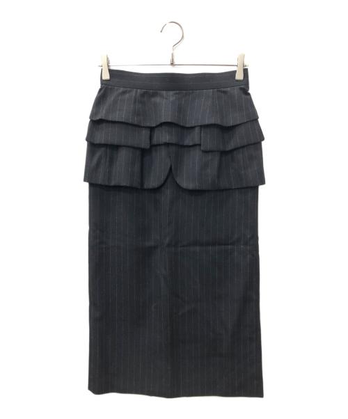 sacai（サカイ）sacai (サカイ) フリルストライプスカート ブラック サイズ:SIZE 1の古着・服飾アイテム