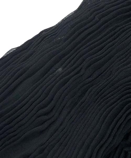 ISSEY MIYAKE（イッセイミヤケ）ISSEY MIYAKE (イッセイミヤケ) プリーツショールカーディガン ブラック×グリーン サイズ:SIZE 2の古着・服飾アイテム