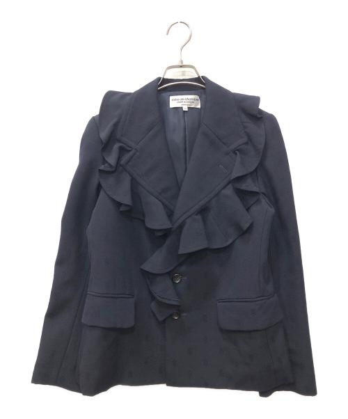ROBE DE CHAMBRE COMME DES GARCONS（ローブドシャンブル コムデギャルソン）ROBE DE CHAMBRE COMME DES GARCONS (ローブドシャンブル コムデギャルソン) ジャガードフリル3Bジャケット ネイビー サイズ:SIZE Mの古着・服飾アイテム
