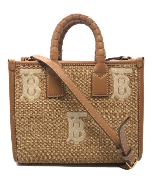 BURBERRY（バーバリー）BURBERRY (バーバリー) Freya TBロゴ ラフィア 2wayバッグ ベージュ サイズ:下記参照の古着・服飾アイテム