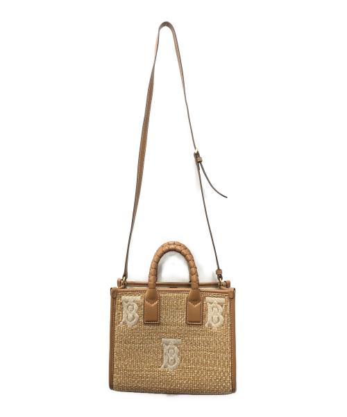 BURBERRY（バーバリー）BURBERRY (バーバリー) Freya TBロゴ ラフィア 2wayバッグ ベージュ サイズ:下記参照の古着・服飾アイテム