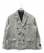stussyステューシー）の古着「DOUBLE-BREASTED BLAZER WRINKLED STRIPE」｜グレー