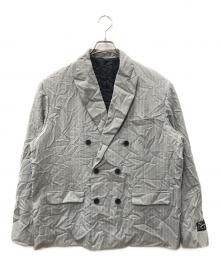 stussy（ステューシー）の古着「DOUBLE-BREASTED BLAZER WRINKLED STRIPE」｜グレー