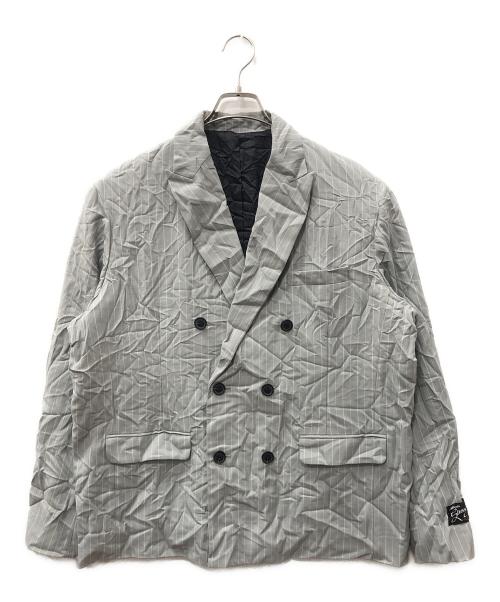 stussy（ステューシー）stussy (ステューシー) DOUBLE-BREASTED BLAZER WRINKLED STRIPE グレー サイズ:SIZE Mの古着・服飾アイテム