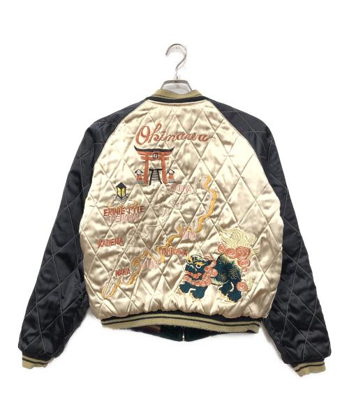 テーラー東洋（テーラートウヨウ）テーラー東洋 (テーラートウヨウ) DRAGON×OKINAWA MAP リバーシブルスカジャン グリーン×ベージュ サイズ:Mの古着・服飾アイテム