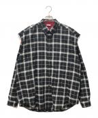 BALENCIAGAバレンシアガ）の古着「レイヤード チェックシャツ」｜ブラック×レッド