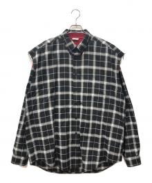 BALENCIAGA（バレンシアガ）の古着「レイヤード チェックシャツ」｜ブラック×レッド